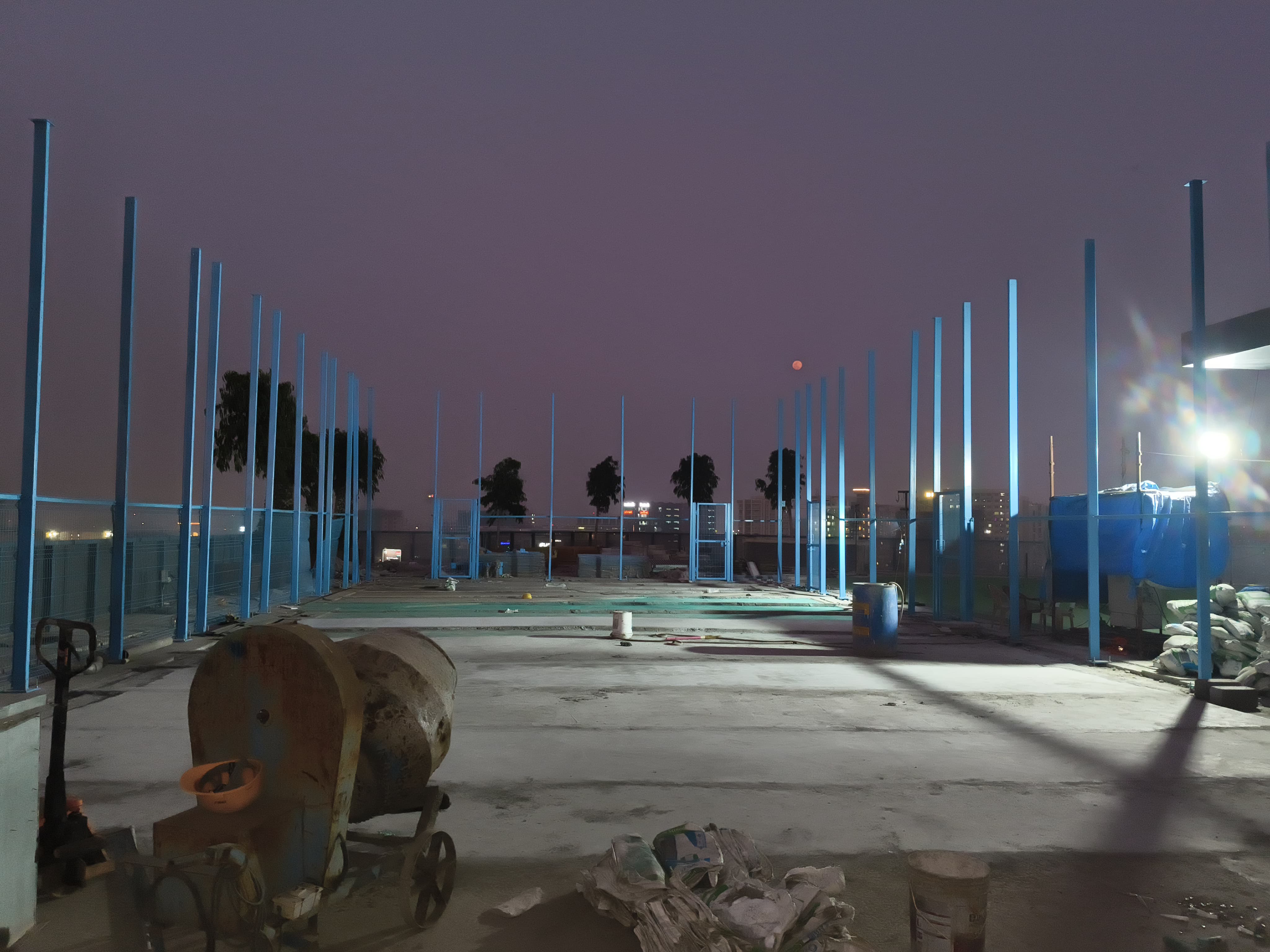 Evening perimeter high-security mesh boundary wall assembly